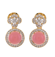 Load image into Gallery viewer, Pink opal and diamond earrings
