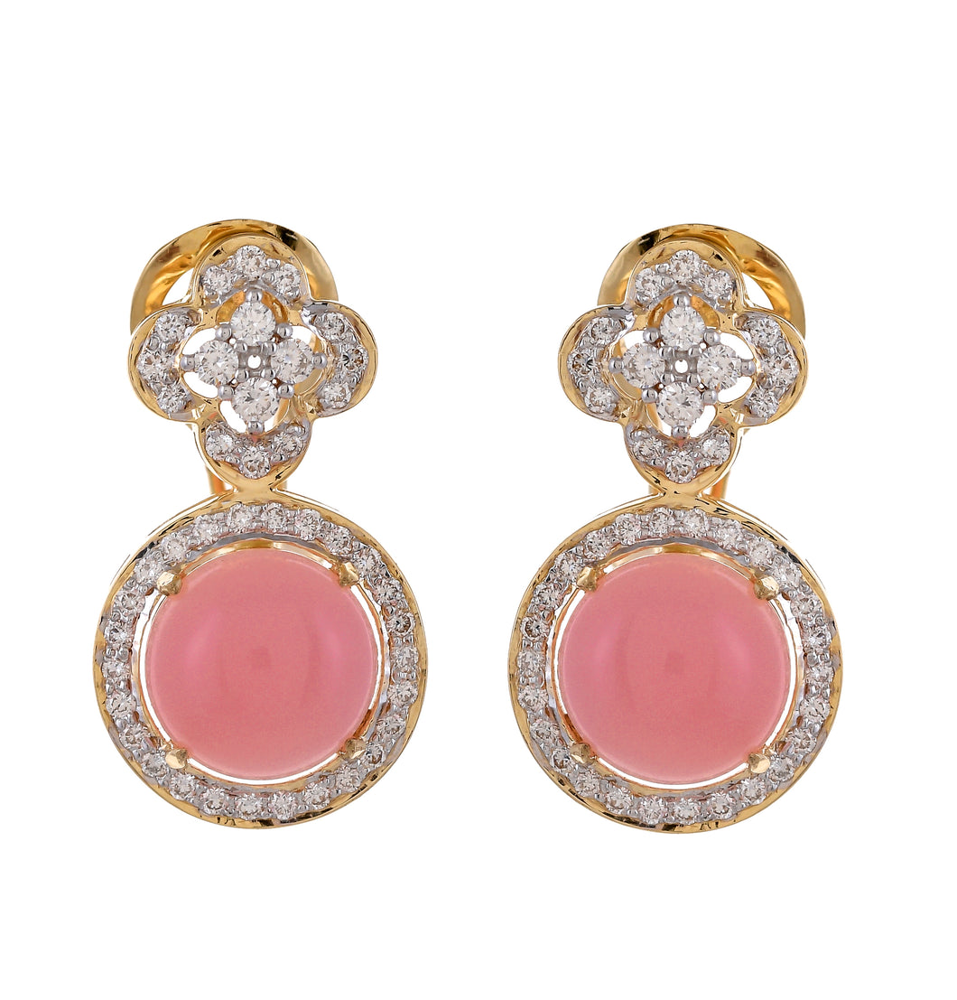 Pink opal and diamond earrings