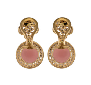 Pink opal and diamond earrings