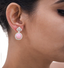 Load image into Gallery viewer, Pink opal and diamond earrings
