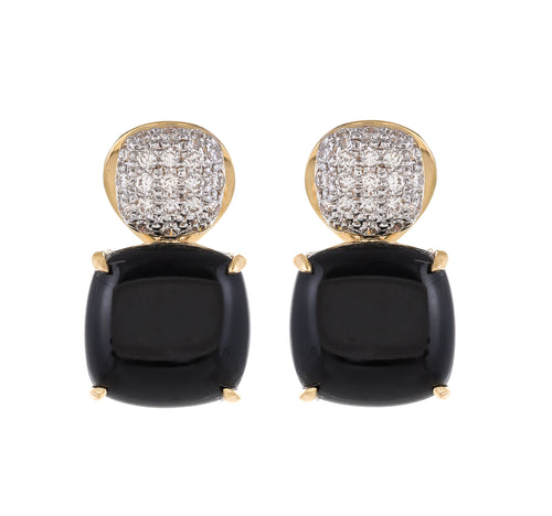 Shop black onyx and pave-set diamond studs at Dira London.com