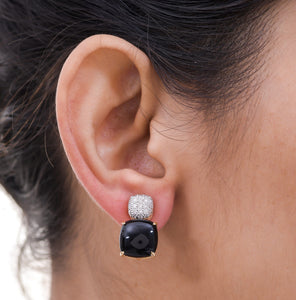 Shop black onyx and pave-set diamond studs at Dira London.com