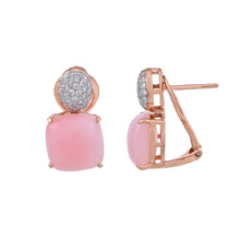 Load image into Gallery viewer, Pink opal cabochon and diamond earrings
