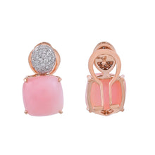 Load image into Gallery viewer, Pink opal cabochon and diamond earrings
