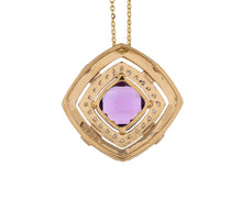 Load image into Gallery viewer, Amethyst and cherry-red enamel pendant
