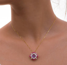 Load image into Gallery viewer, Amethyst and cherry-red enamel pendant
