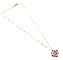 Load image into Gallery viewer, Amethyst and cherry-red enamel pendant
