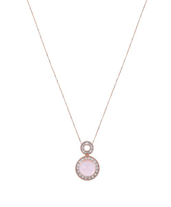 Rose quartz and diamond pendant in rose gold