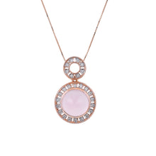 Load image into Gallery viewer, Shop rose quartz and diamond pendant in rose gold at Dira London.com
