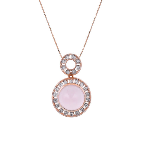 Shop rose quartz and diamond pendant in rose gold at Dira London.com