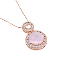 Load image into Gallery viewer, Rose quartz and diamond pendant in rose gold

