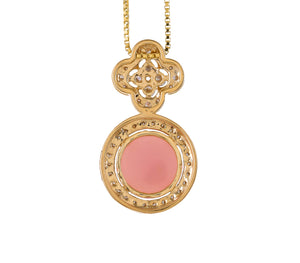 Pink opal and diamond pendant