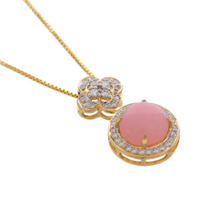 Pink opal and diamond pendant