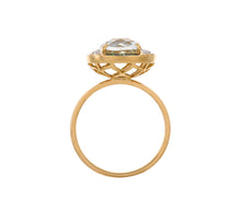 Load image into Gallery viewer, Green amethyst, diamond and gold ring
