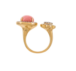 Pink opal and diamond ring