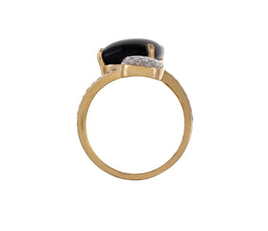 Shop black onyx and pave-set diamond open ring at Dira London.com