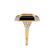 Load image into Gallery viewer, Citrine, black enamel and diamond ring
