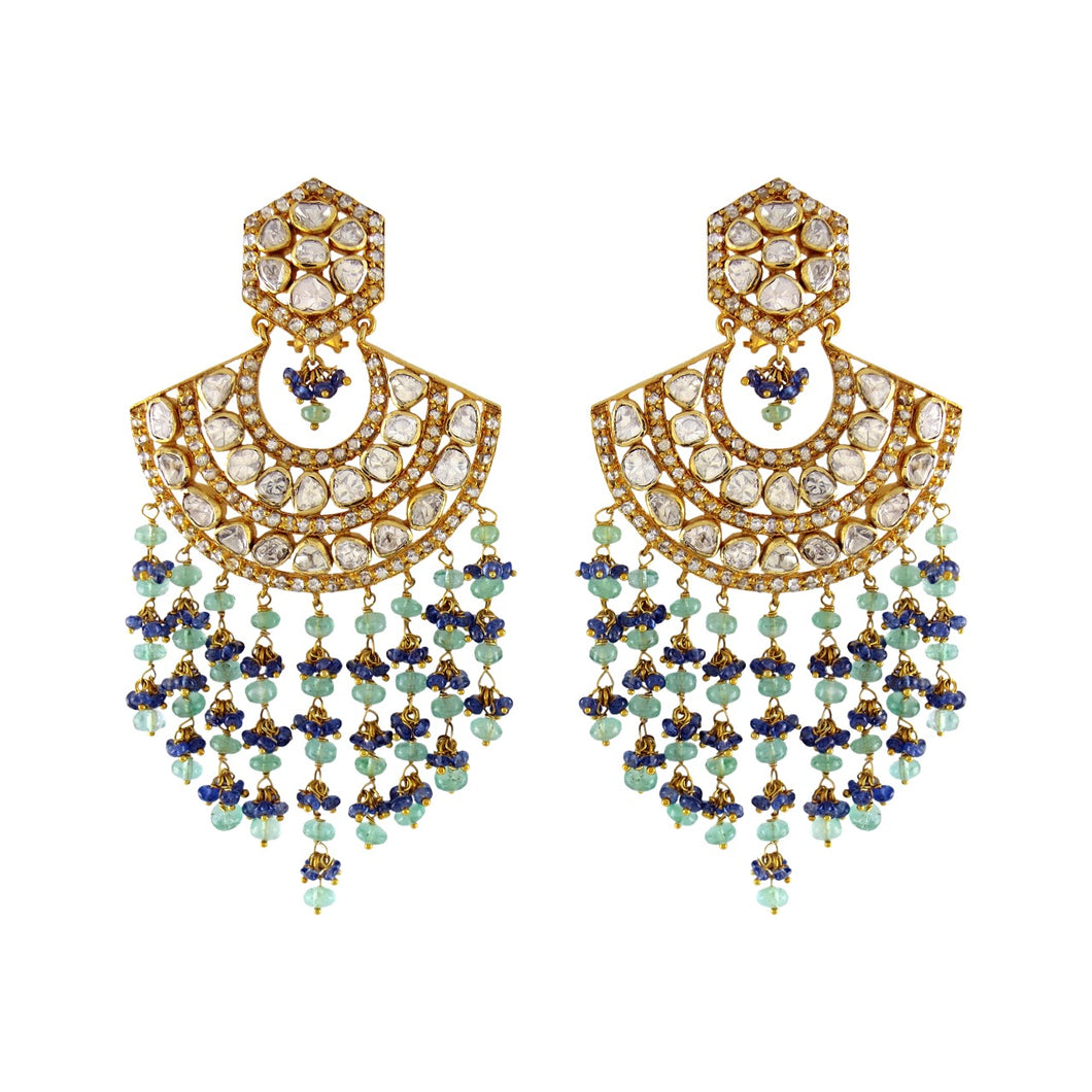 Luxe polki, emerald and sapphire dazzlers