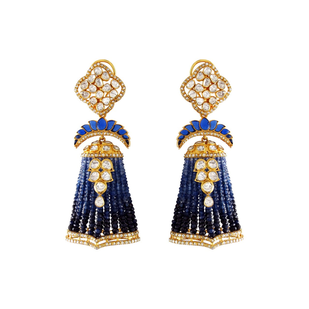 Luxe polki and sapphire chandelier earrings