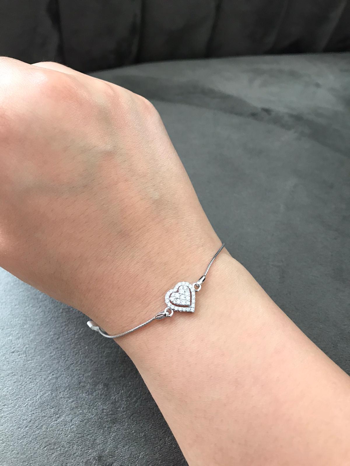 Adjustable Heart Bracelet - Silver - Annie's Closet