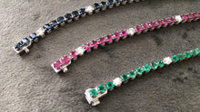 Load image into Gallery viewer, Shop 18k white gold bracelets with diamonds, rubies, sapphires, emeralds at Dira London.com
