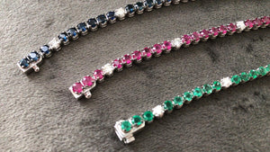 Shop 18k white gold bracelets with diamonds, rubies, sapphires, emeralds at Dira London.com