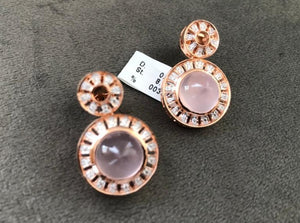 Rose quartz and diamond earrings in rose gold