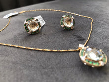 Load image into Gallery viewer, Green amethyst, t-savorite and diamond stud
