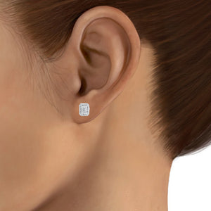 Rectangular diamond stud with jacket