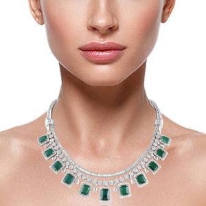 Luxe bold emerald and diamond neckpiece