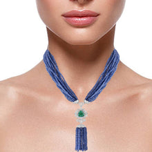 Load image into Gallery viewer, Luxe sapphire beads, diamond and emerald necklace
