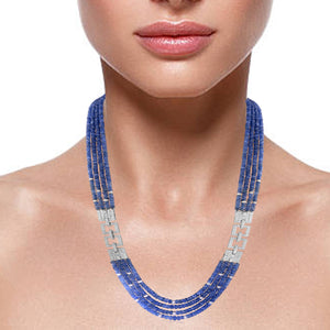 Luxe sapphire beads and diamond necklace