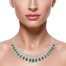 Load image into Gallery viewer, Luxe diamond and Zambian emerald necklace
