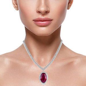 Luxe solitaire-tourmaline and diamond necklace