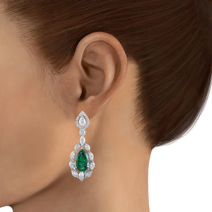 Luxe marquise-diamond and pear-emerald drop earrings