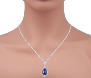 Shop blue sapphire solitaire necklace at Dira London.com